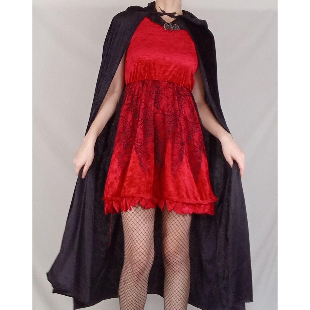 Velvet Vampire Costume Dress & Cloak Set